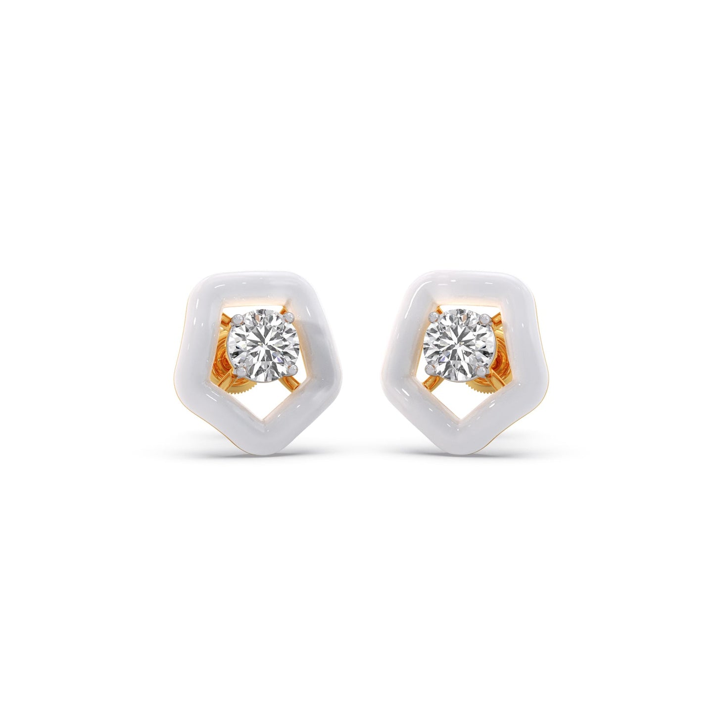 Cotton Candy Solitaire Pebble Diamond Stud Earrings