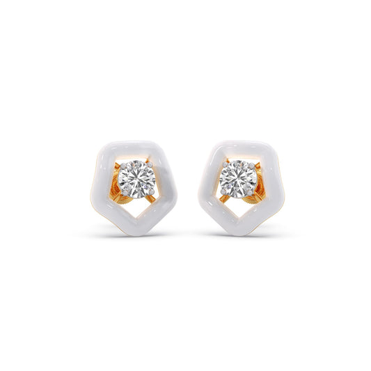 Cotton Candy Solitaire Pebble Diamond Stud Earrings