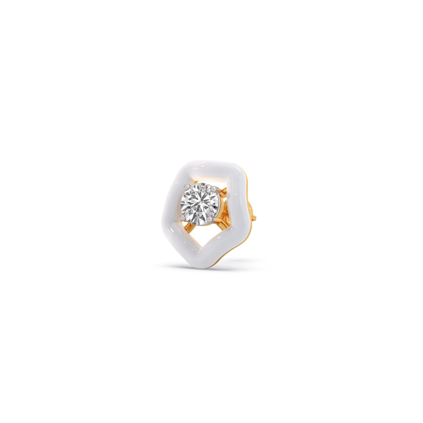 Cotton Candy Solitaire Pebble Diamond Stud Earrings