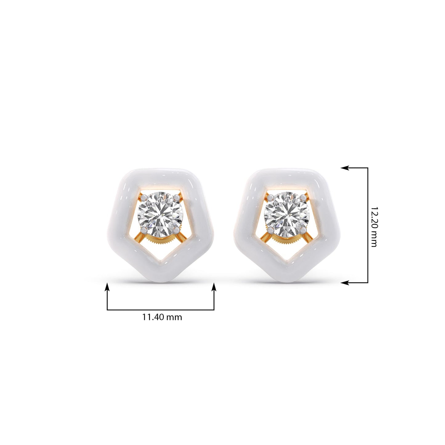 Cotton Candy Solitaire Pebble Diamond Stud Earrings