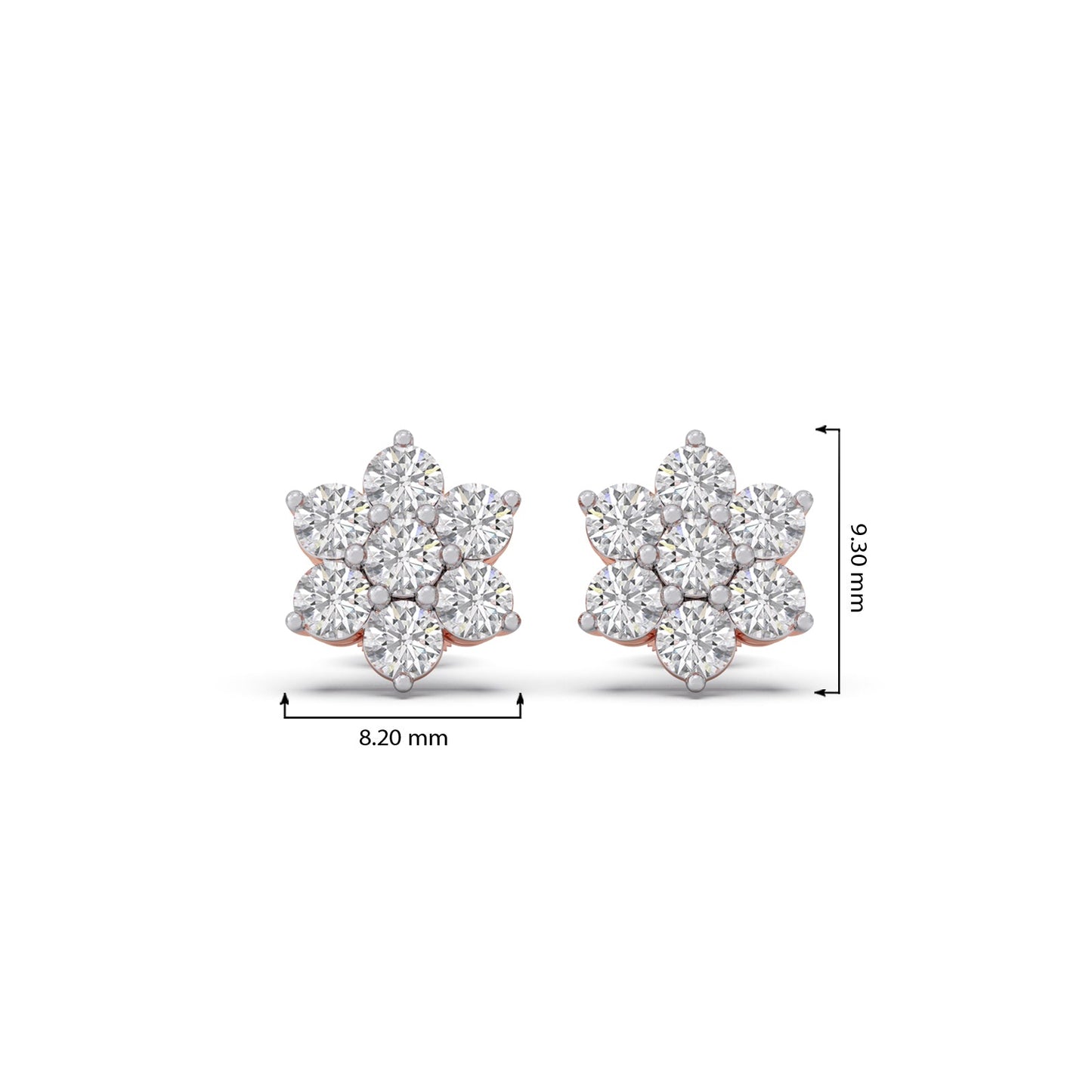 Rosette Cluster Diamond Stud Earrings