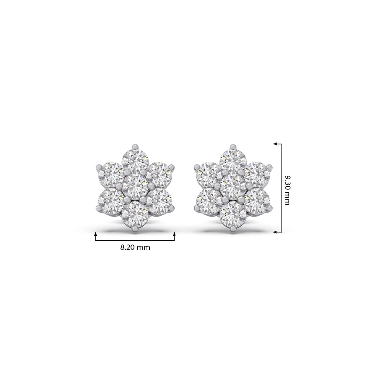 Rosette Cluster Diamond Stud Earrings