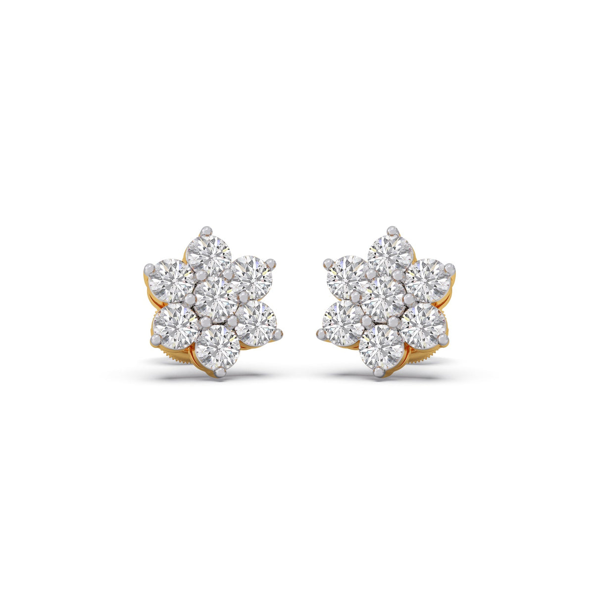 Rosette Cluster Diamond Stud Earrings