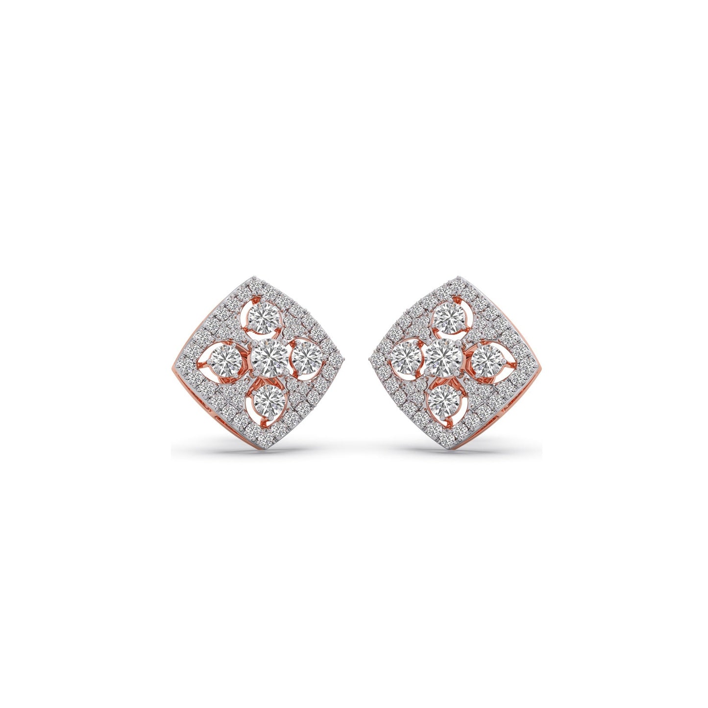 Quadrille Cluster Diamond Stud Earrings