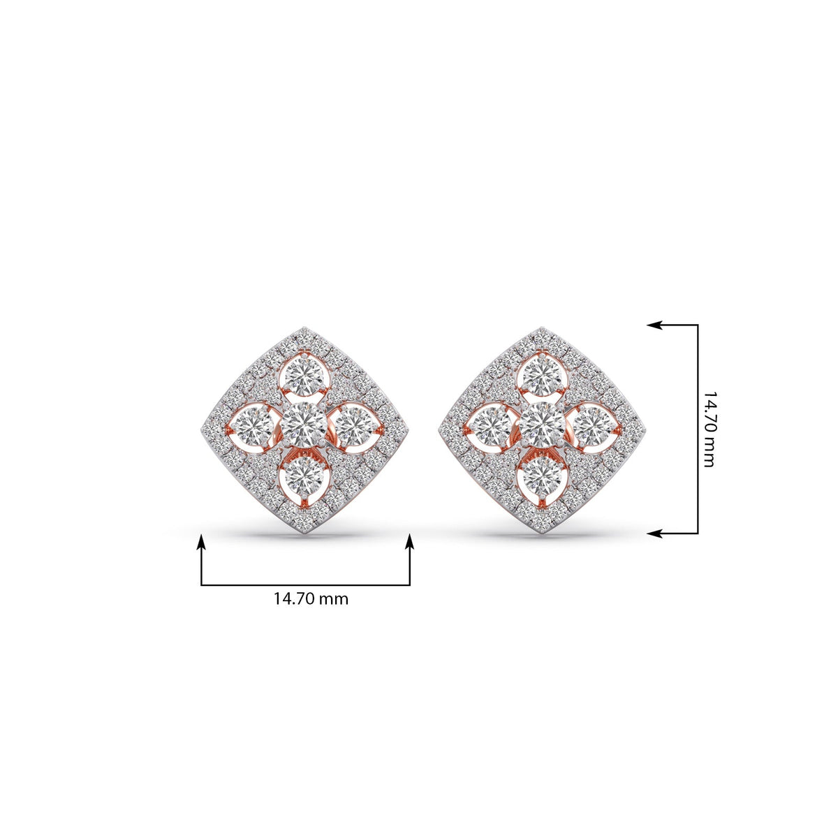 Quadrille Cluster Diamond Stud Earrings