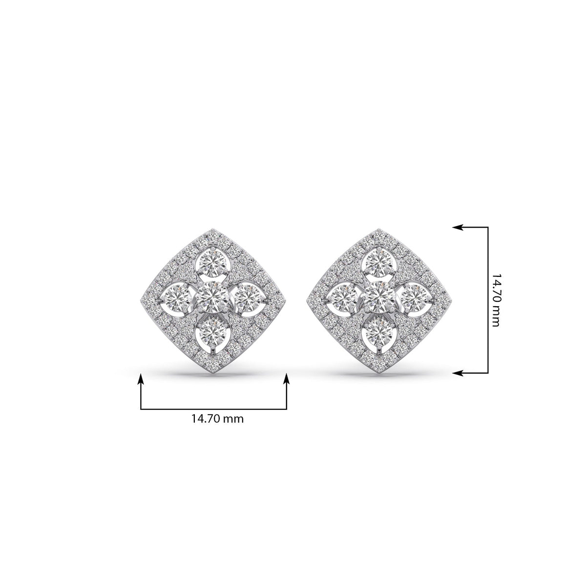 Quadrille Cluster Diamond Stud Earrings