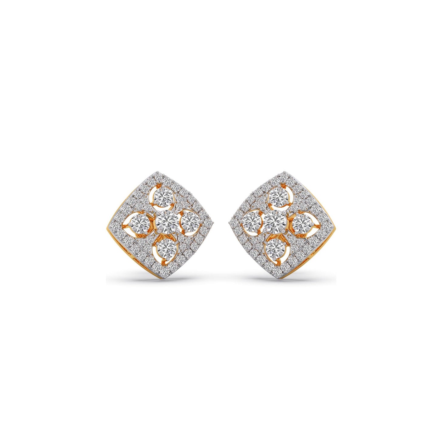 Quadrille Cluster Diamond Stud Earrings