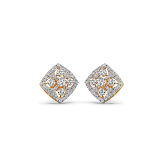 Quadrille Cluster Diamond Stud Earrings