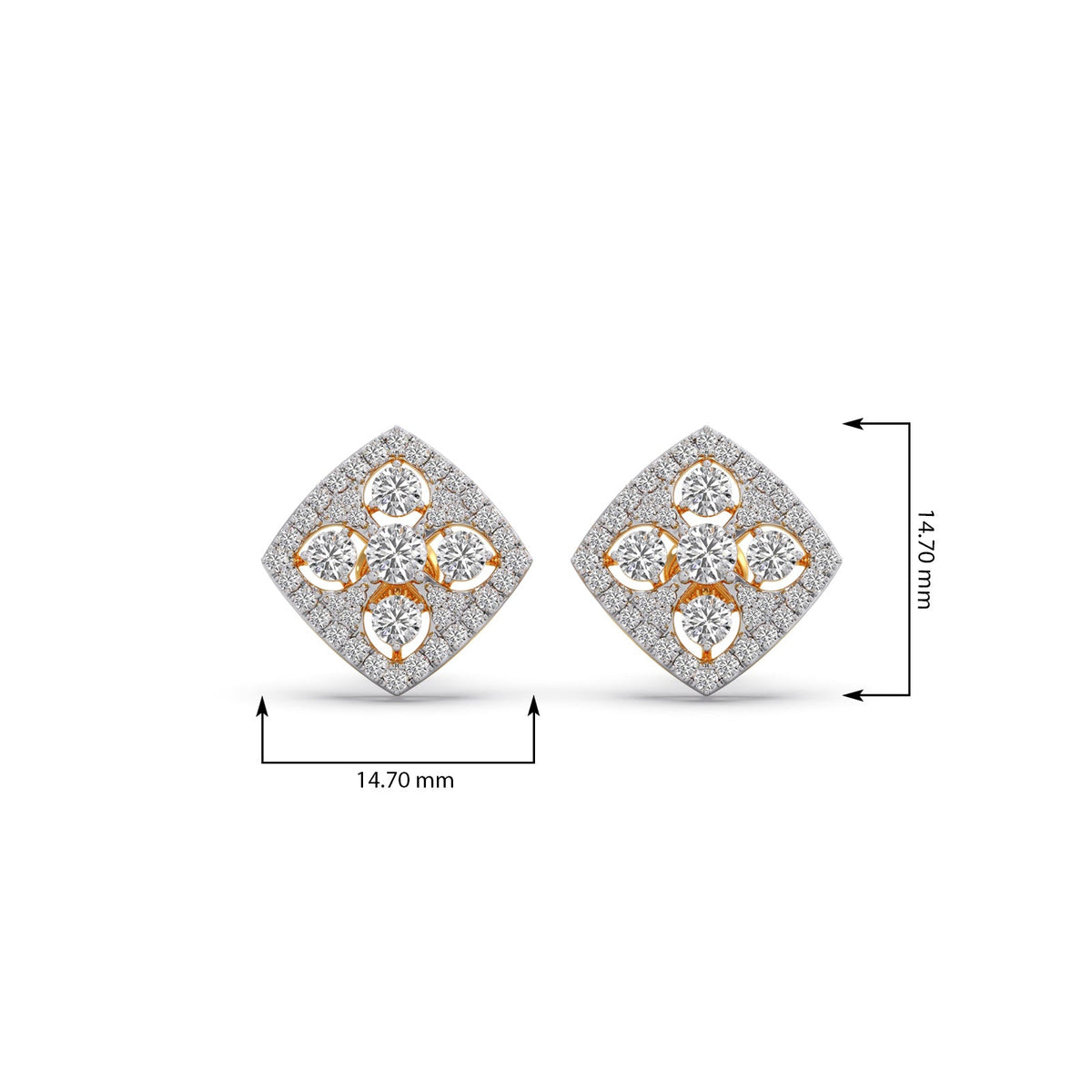 Quadrille Cluster Diamond Stud Earrings