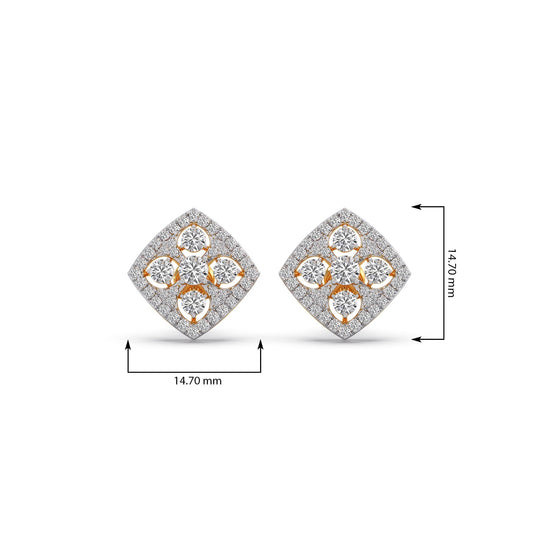 Quadrille Cluster Diamond Stud Earrings