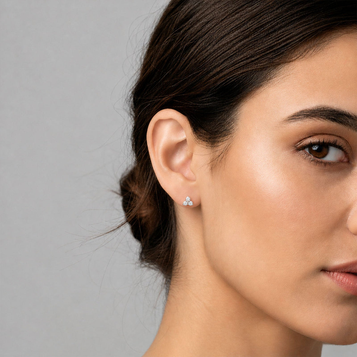 Trio Cluster Diamond Stud Earring