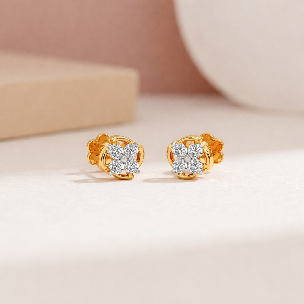 Flora Cluster Diamond Stud Earrings
