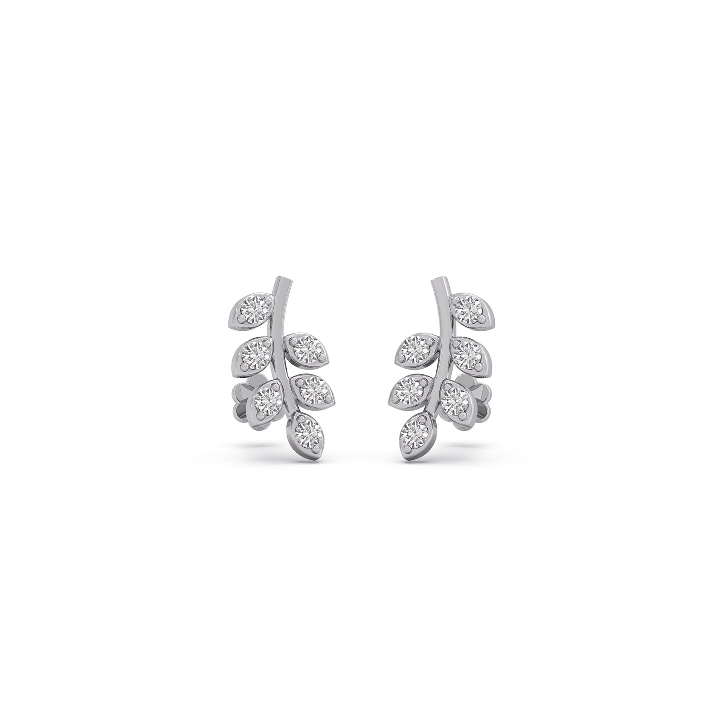 Leaf Climber Diamond Stud Earrings