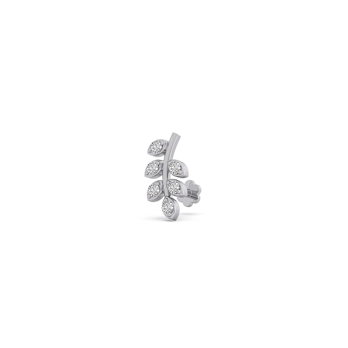 Leaf Climber Diamond Stud Earrings