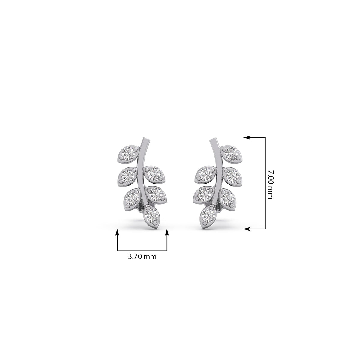 Leaf Climber Diamond Stud Earrings