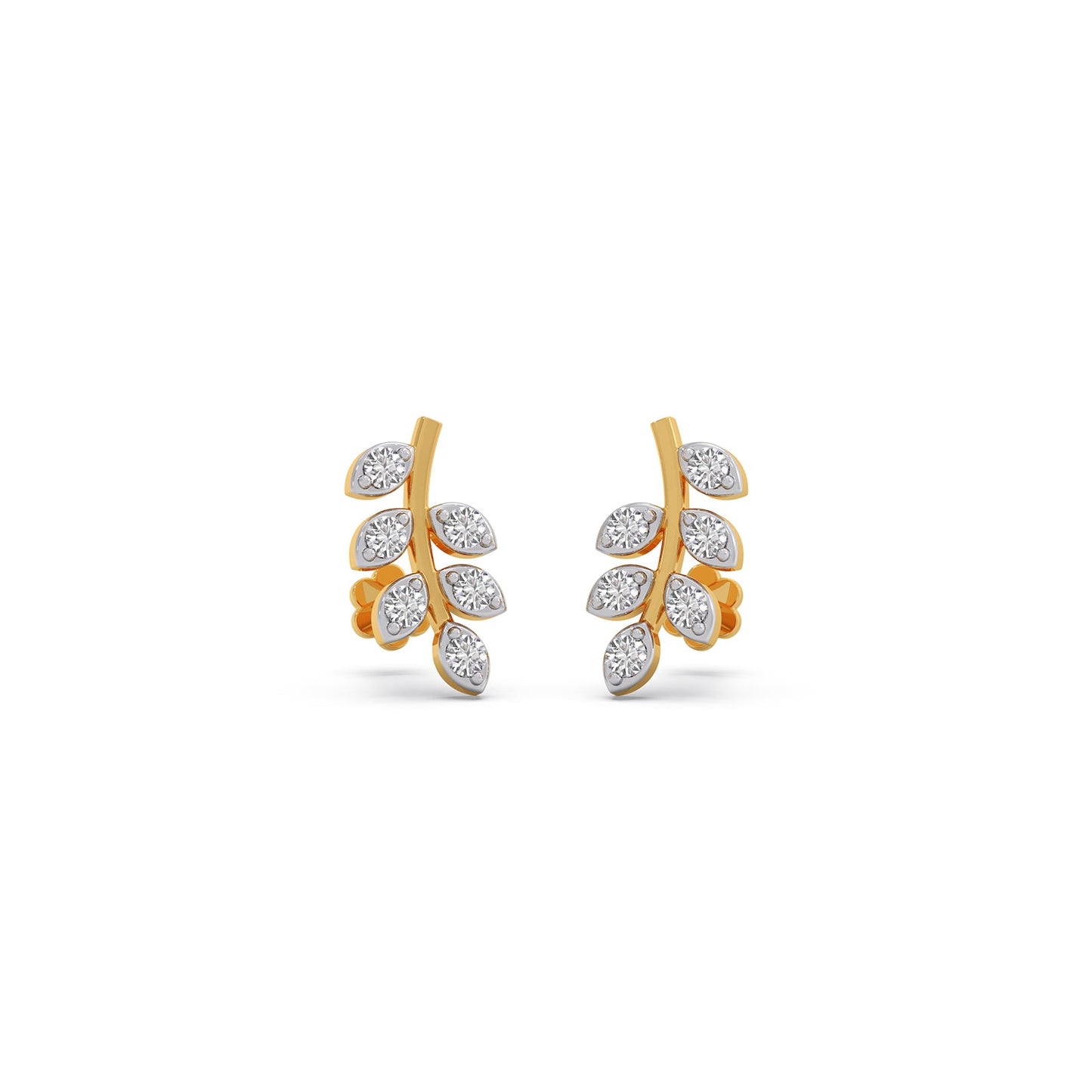 Leaf Climber Diamond Stud Earrings