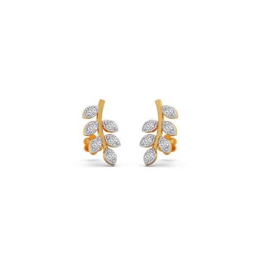 Leaf Climber Diamond Stud Earrings