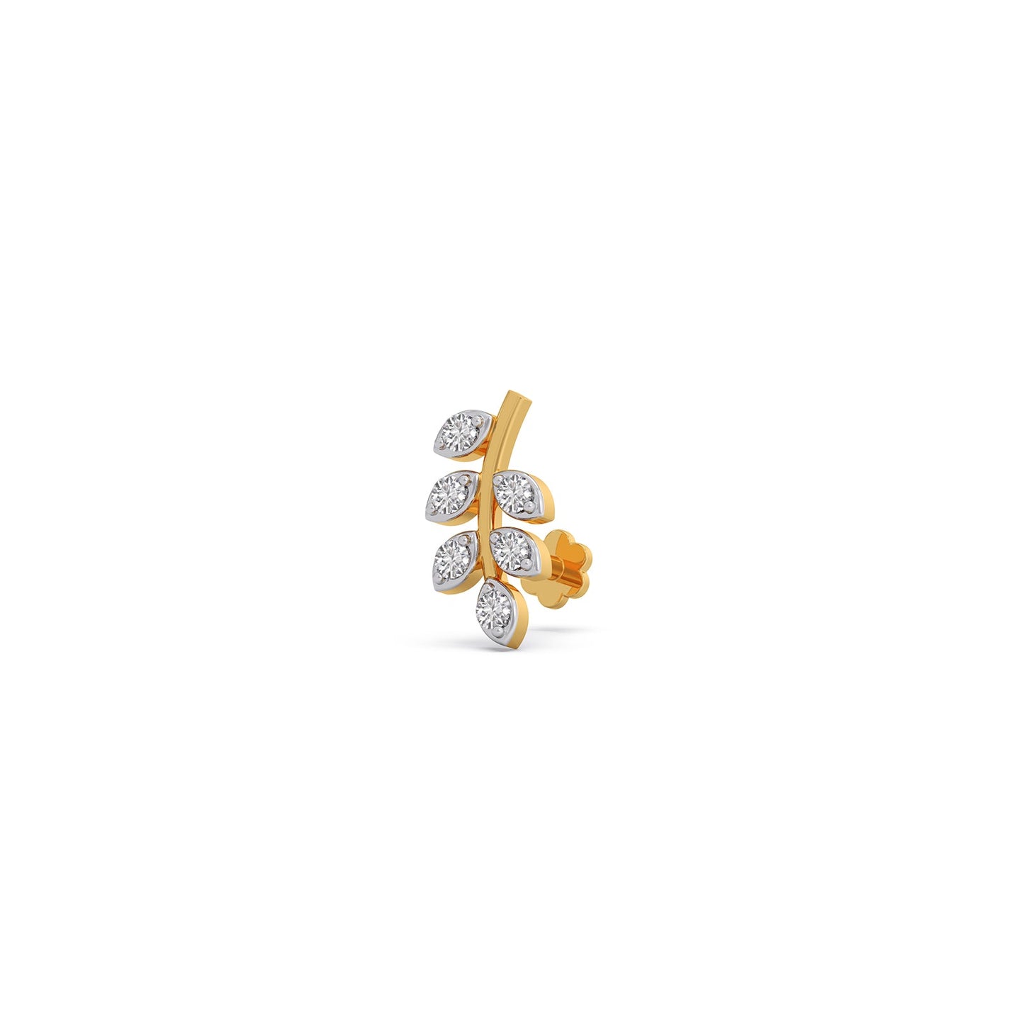 Leaf Climber Diamond Stud Earrings