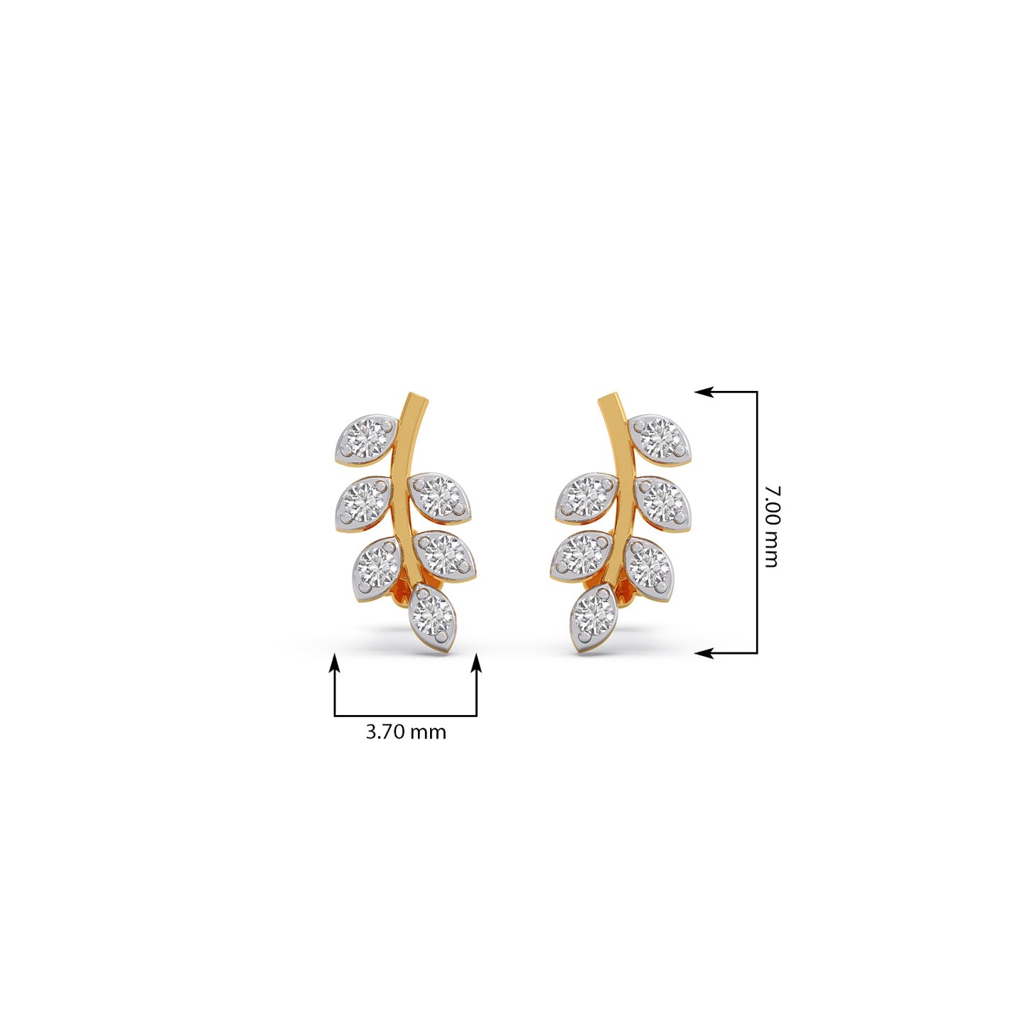 Leaf Climber Diamond Stud Earrings