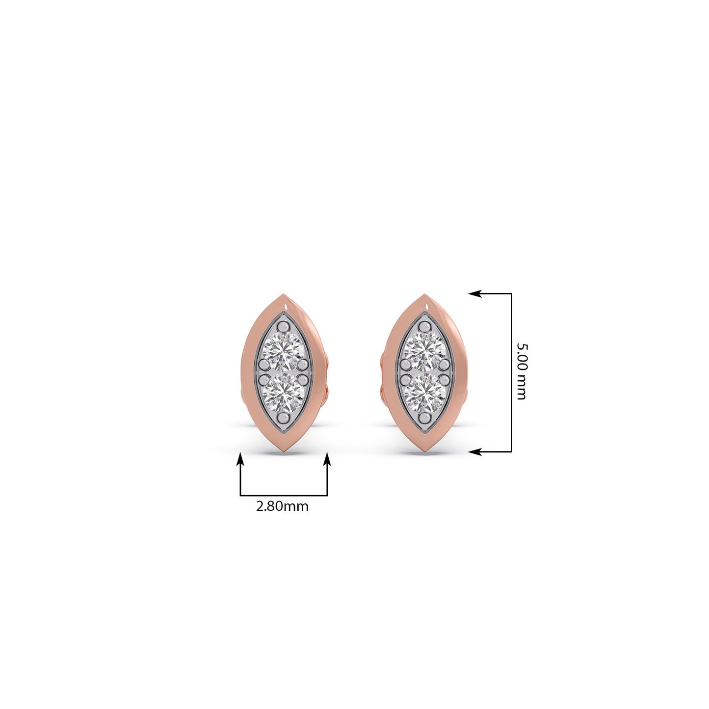 Lanceolate Diamond Stud Earrings