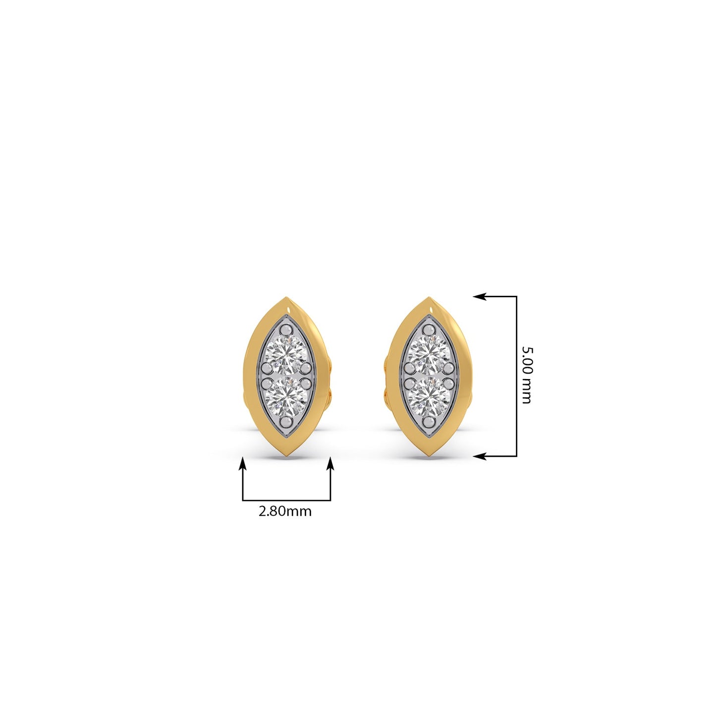 Lanceolate Diamond Stud Earrings