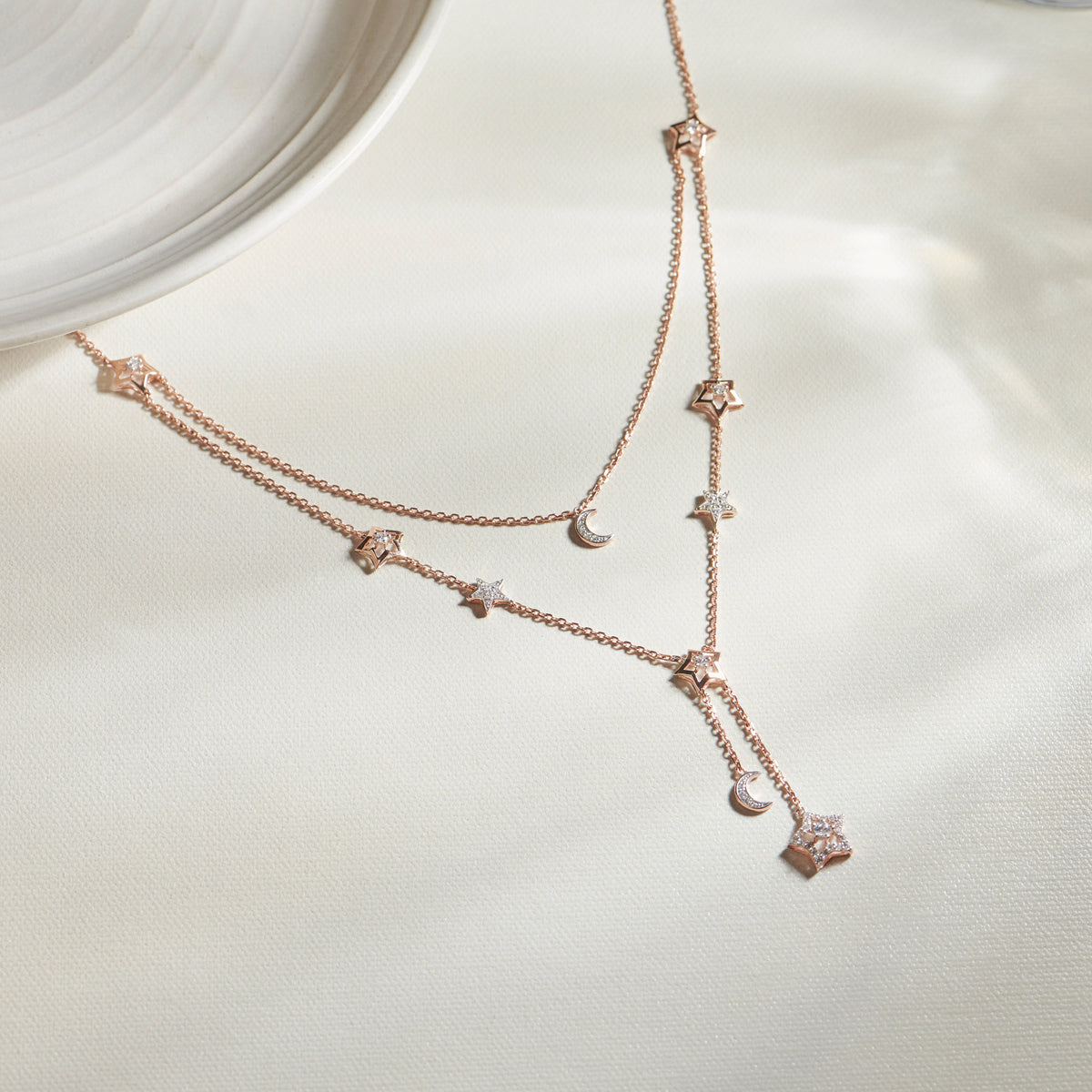 Celestial Round Diamond Layered Necklace