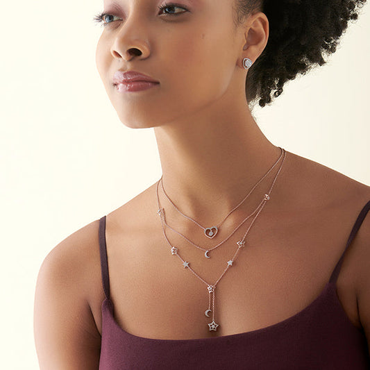 Celestial Round Diamond Layered Necklace