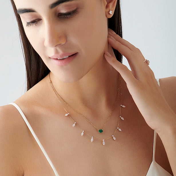 3.38 ct Emerald Meadow Gemstone Layered Necklace