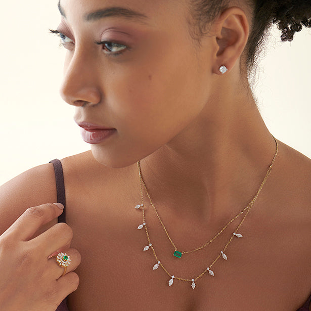 3.38 ct Emerald Meadow Gemstone Layered Necklace