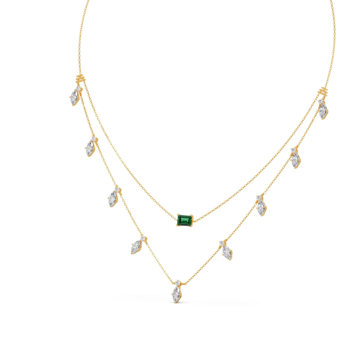 3.38 ct Emerald Meadow Gemstone Layered Necklace