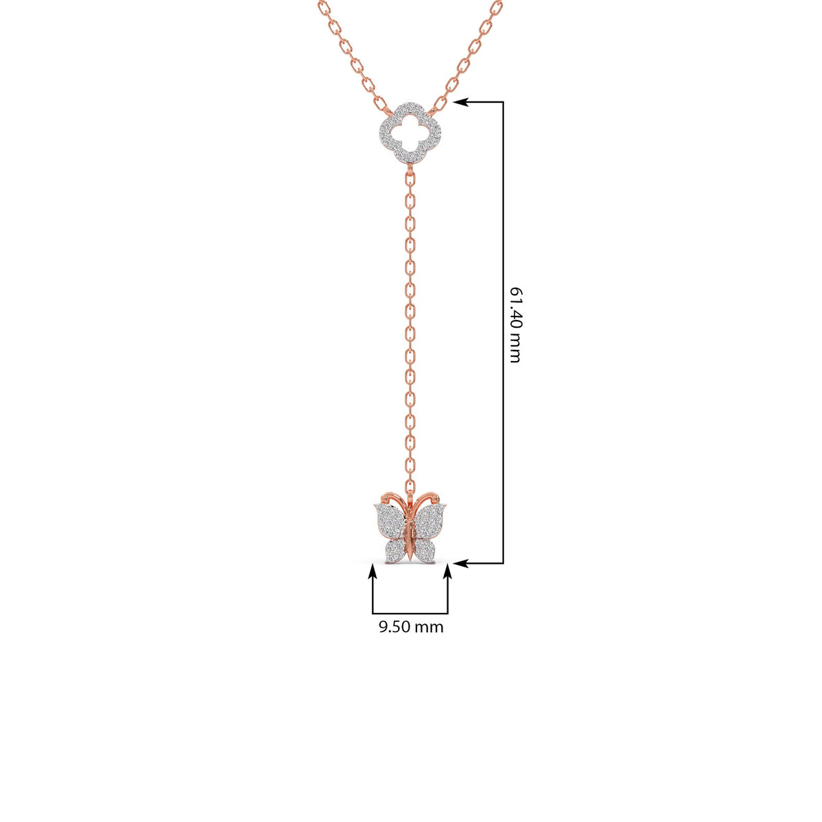 Delicate Diamond Butterfly Drop Necklace
