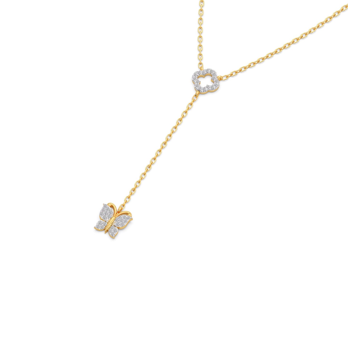 Delicate Diamond Butterfly Drop Necklace