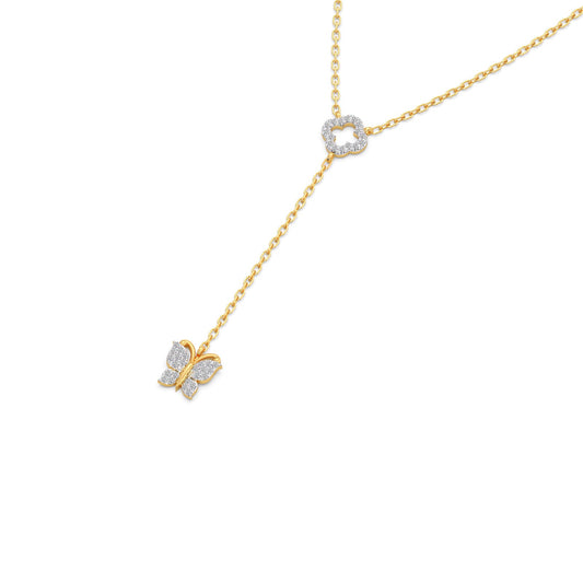 Delicate Diamond Butterfly Drop Necklace