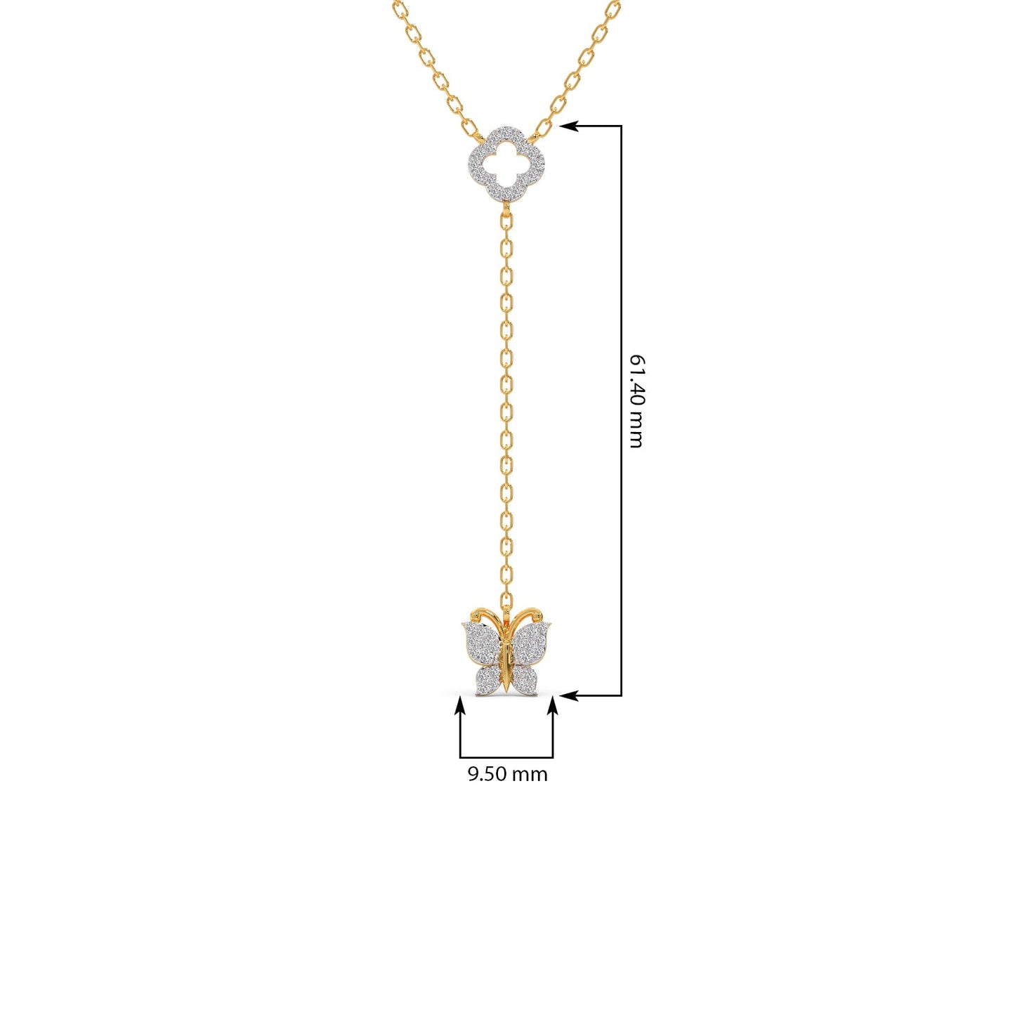 Delicate Diamond Butterfly Drop Necklace
