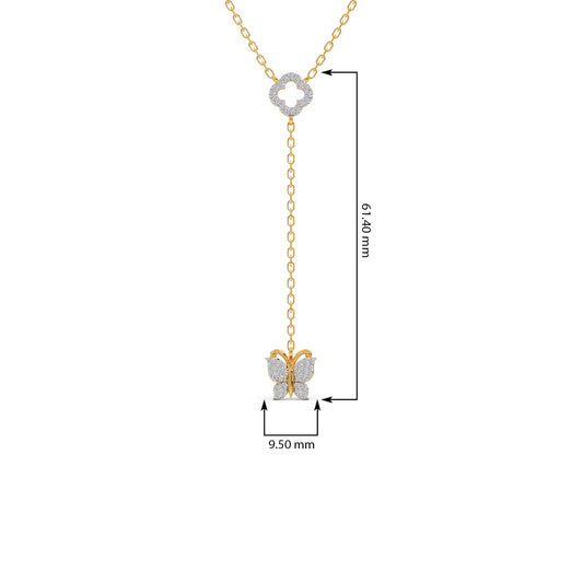Delicate Diamond Butterfly Drop Necklace