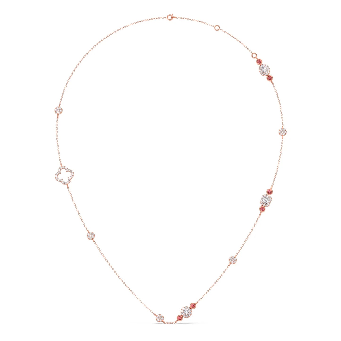 Mixed Shape Diamond and Gemstone Necklace