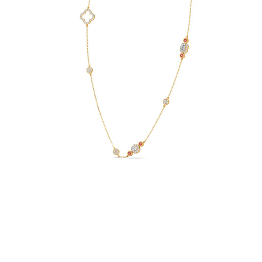 Mixed Shape Diamond and Gemstone Necklace