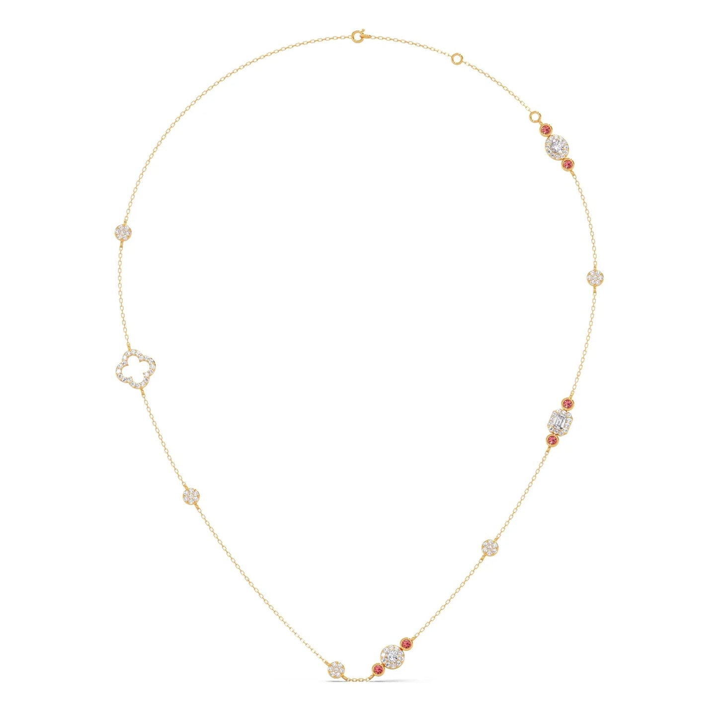 Mixed Shape Diamond and Gemstone Necklace