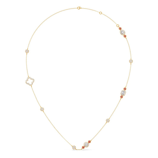 Mixed Shape Diamond and Gemstone Necklace