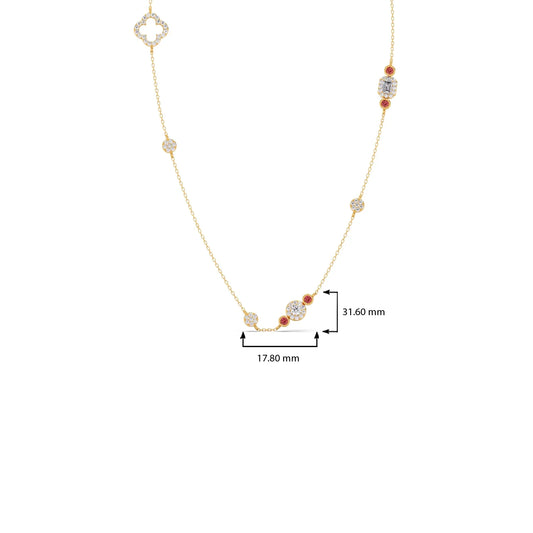 Mixed Shape Diamond and Gemstone Necklace