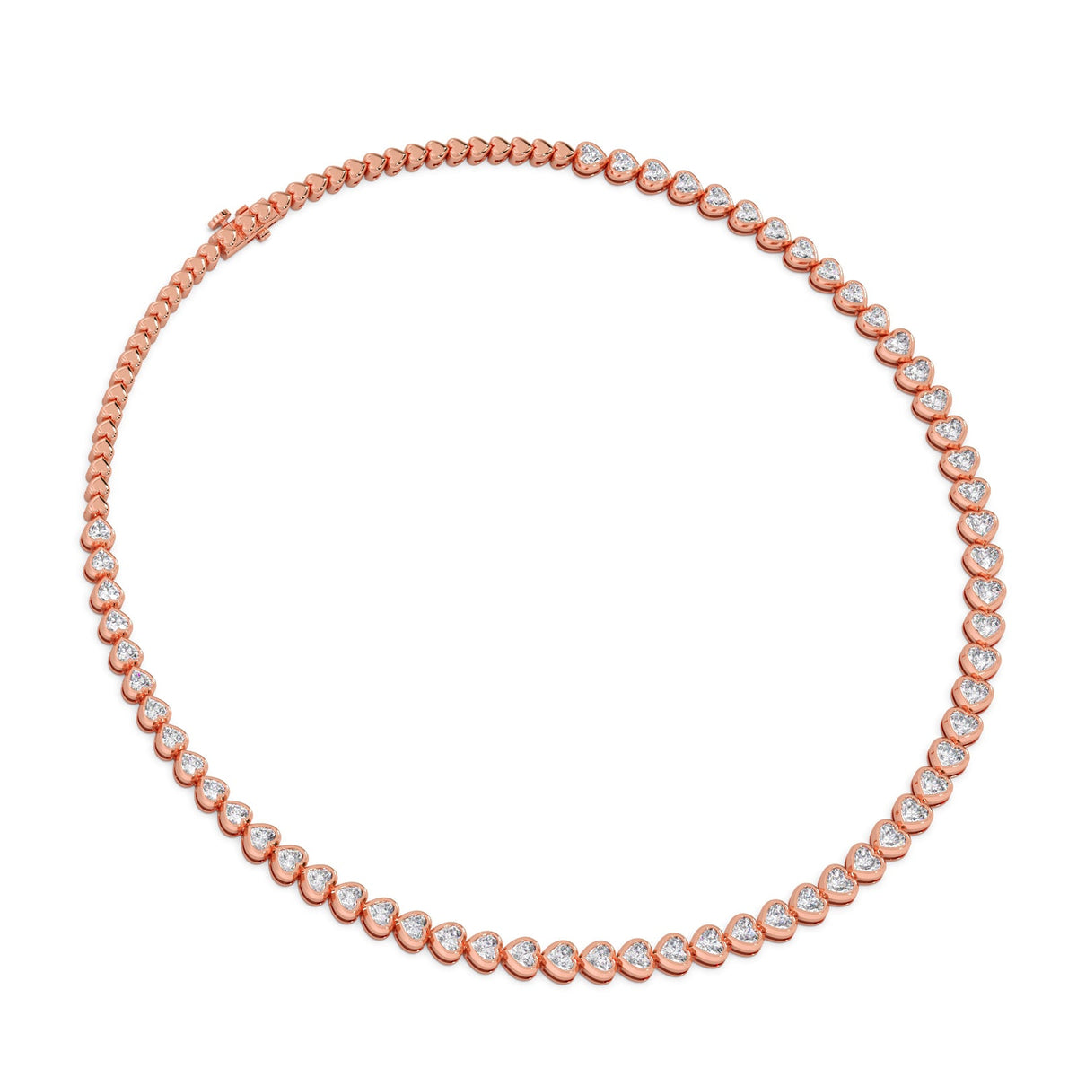 13.17 ct Bezel Heart Diamond Tennis Necklace