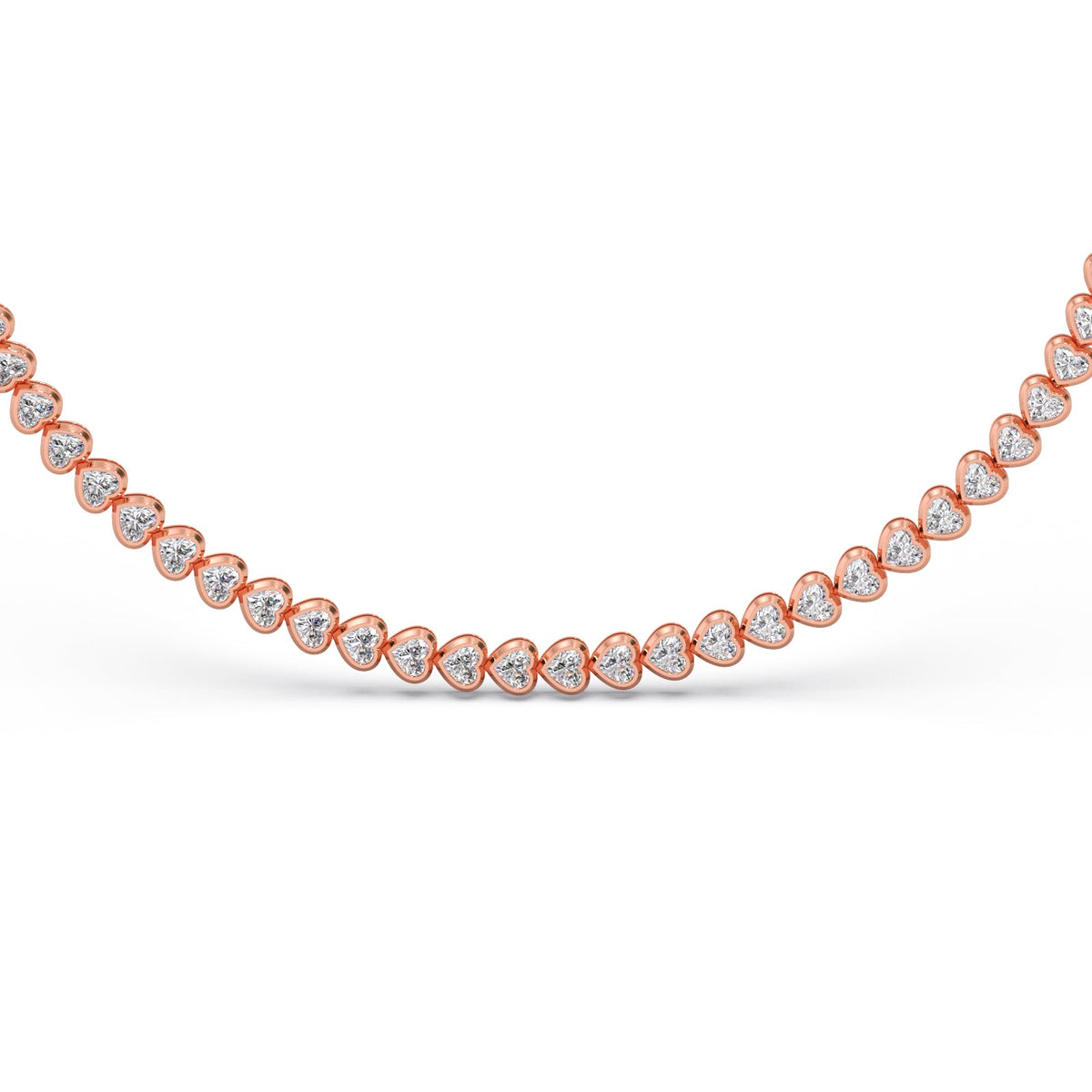 13.17 ct Bezel Heart Diamond Tennis Necklace