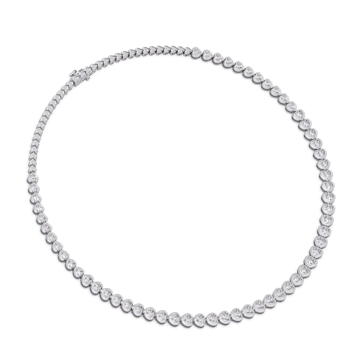 13.17 ct Bezel Heart Diamond Tennis Necklace