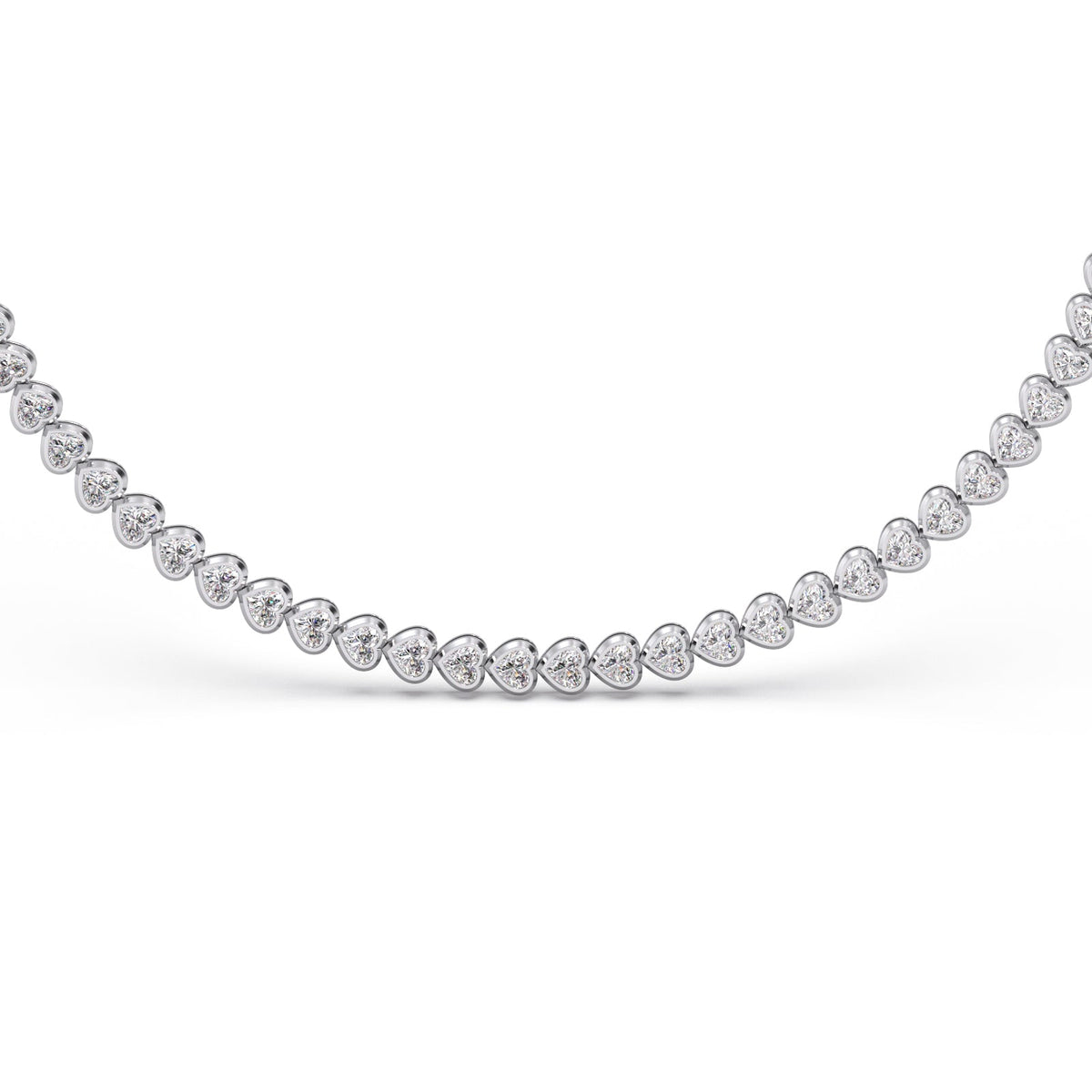 13.17 ct Bezel Heart Diamond Tennis Necklace