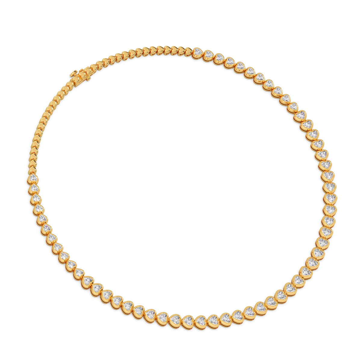 13.17 ct Bezel Heart Diamond Tennis Necklace