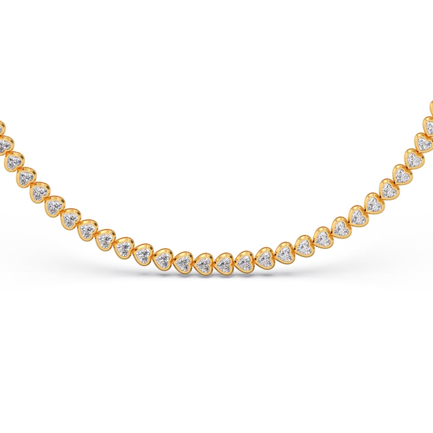 13.17 ct Bezel Heart Diamond Tennis Necklace