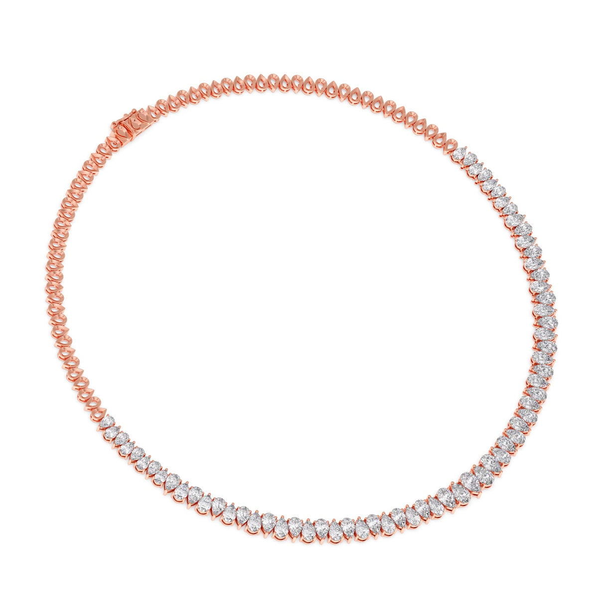 17.6 ct Graduating Pear Diamond Tennis Necklace