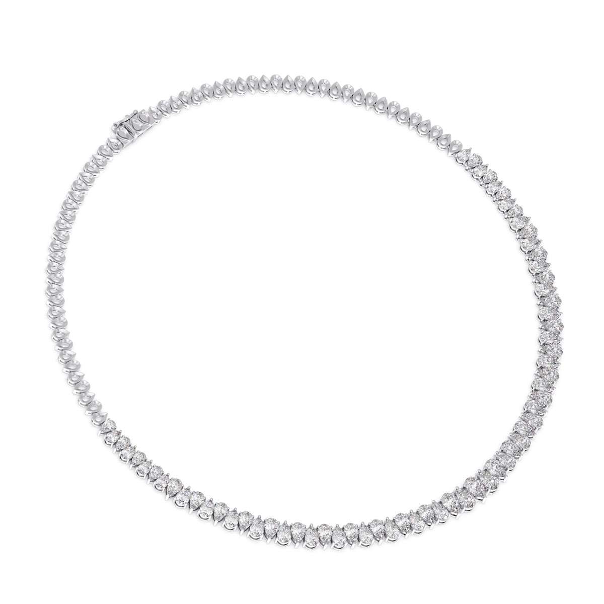 17.6 ct Graduating Pear Diamond Tennis Necklace