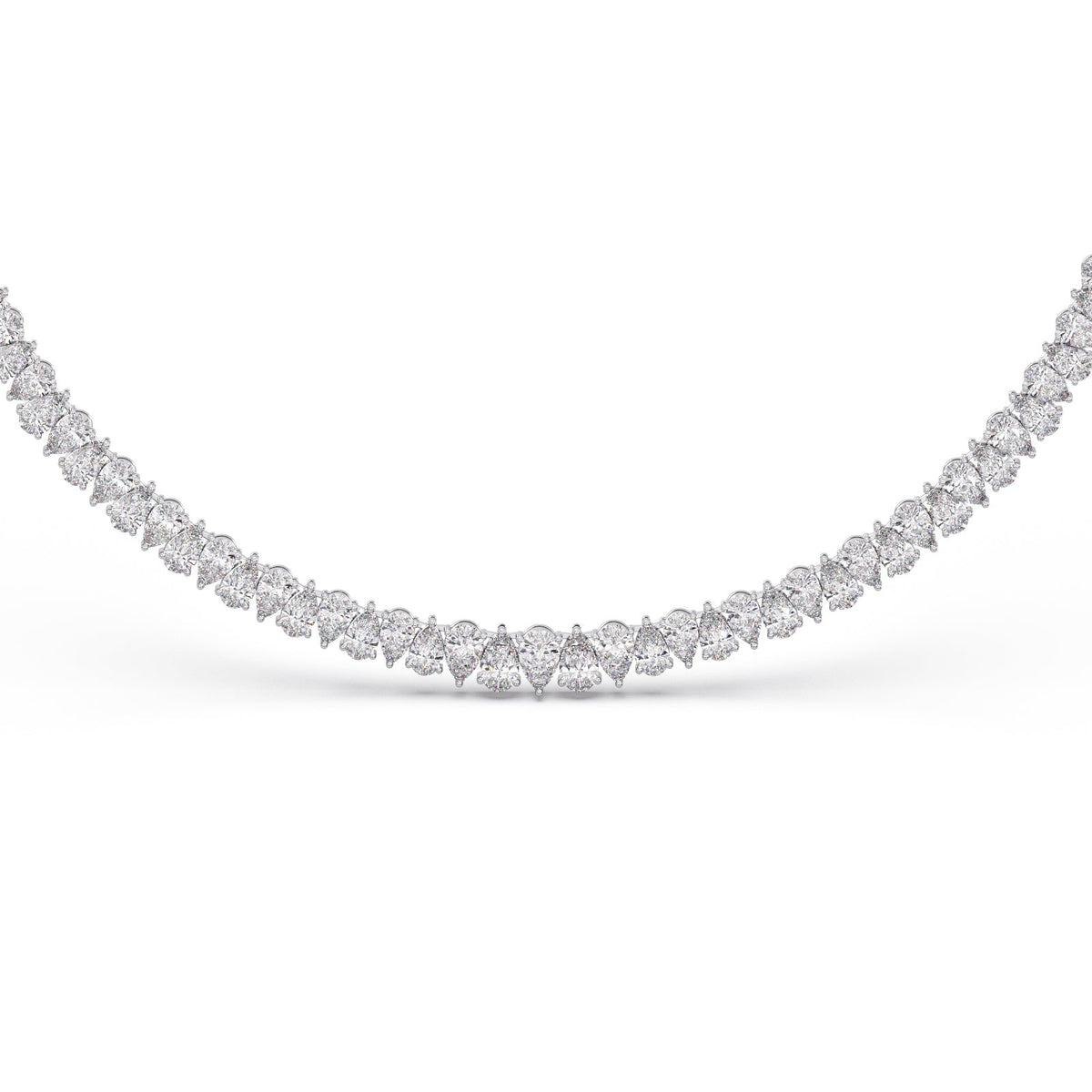 17.6 ct Graduating Pear Diamond Tennis Necklace