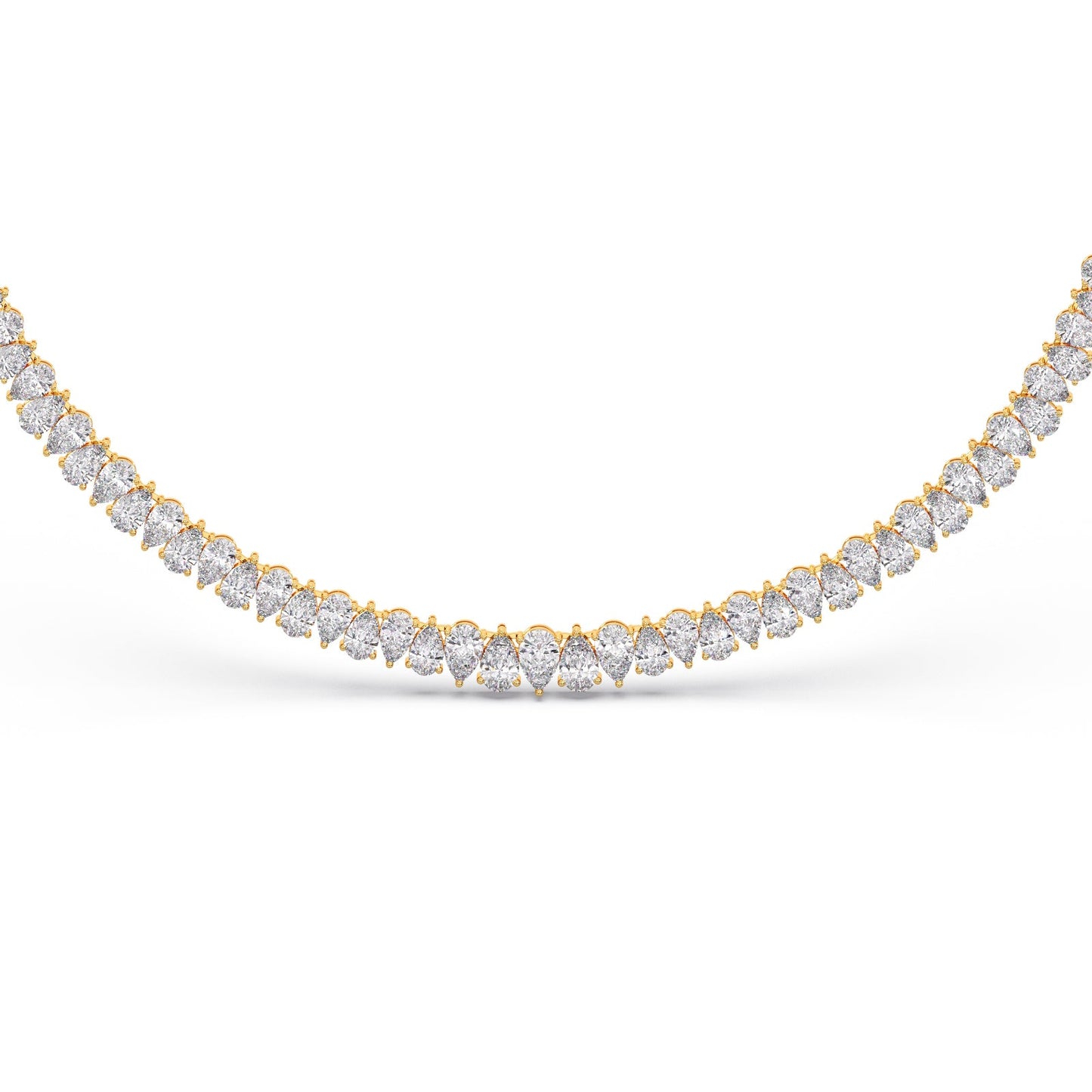 17.6 ct Graduating Pear Diamond Tennis Necklace